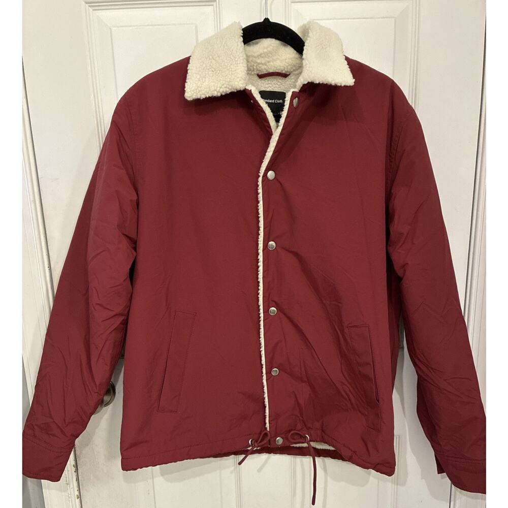 Urban Outfitters Standard Cloth Men’s Fleece Lined Coach Jacket Maroon Size S